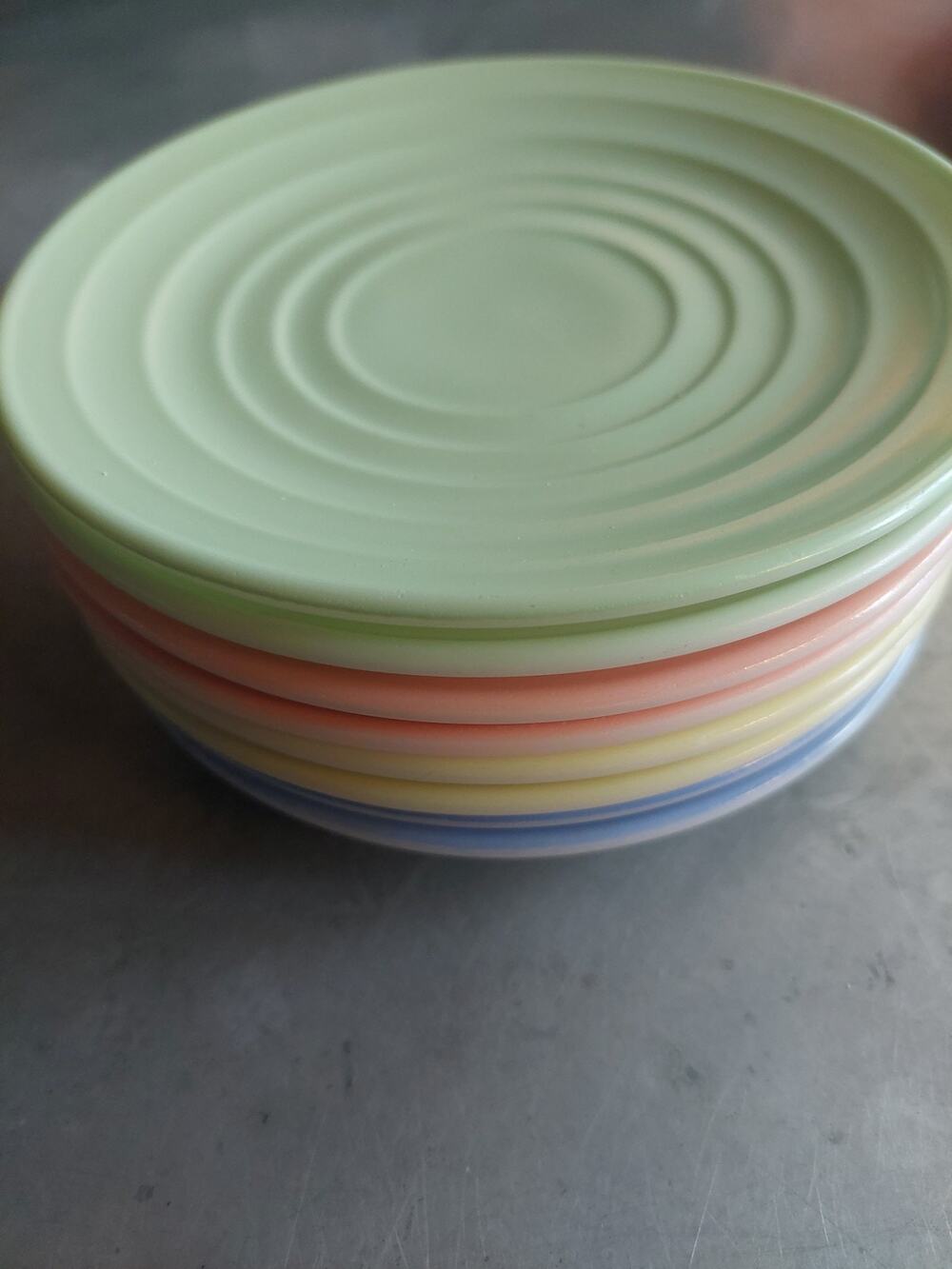 Hazel Atlas Moderntone Saucer Saucers LOT Pastels 5.5" Milk Glass VTG 8